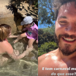 Longe da folia, Viih Tube e Eliezer curtem Carnaval em família na piscina de casa