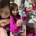 Duda Nagle e Zoe transformam escova de dente em utensílio para lavar louça