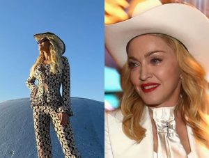Monique Alfradique é confundida com Madonna em Copacabana