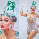 Rainha de Bateria do Império Serrano, Quitéria Chagas brilha em noite de glamour em camarote