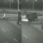 Foi por pouco: Motociclista abandona moto ao ouvir carro desgovernado e escapa de acidente