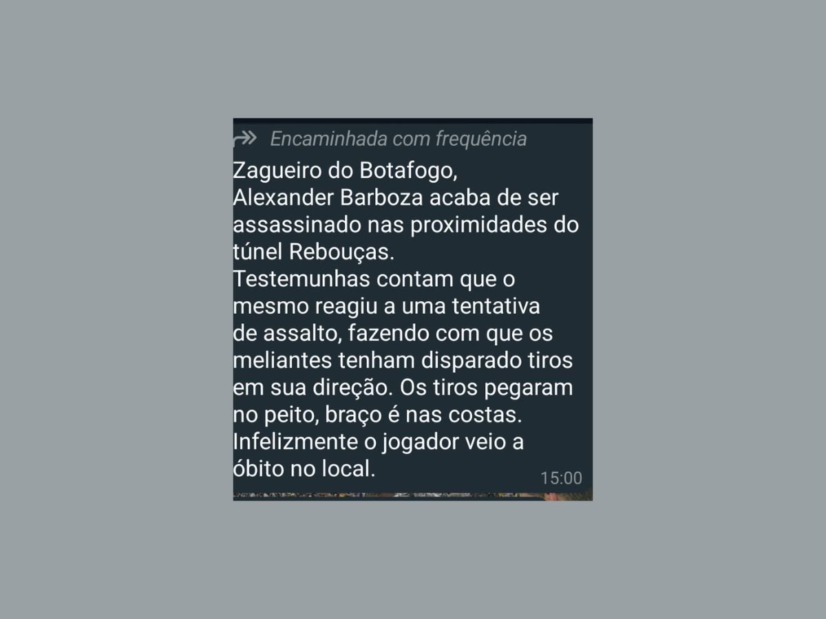 Mensagem de WhatsApp divulgada nas redes detalha o suposto assassinato de Barboza (Foto: Reprodução/X)