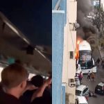 Ônibus escolar pega fogo em Porto Alegre após sequência de acidentes