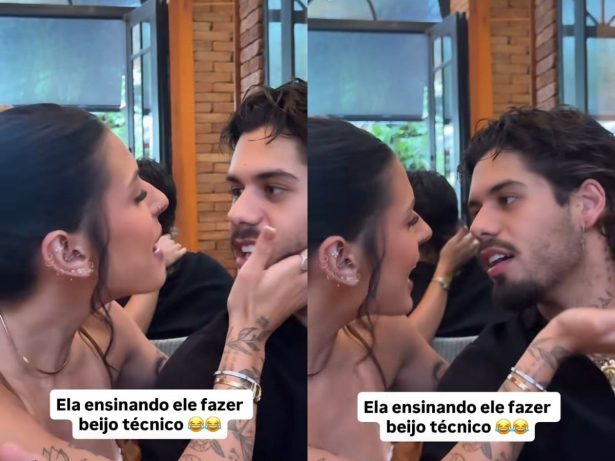 “Beijo técnico” vira brincadeira entre Ana Castela e Zé Felipe em casamento no Paraná