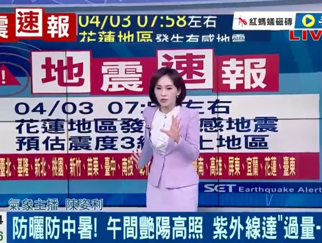 Ao vivo, âncora de telejornal se segura em cenário para não cair durante terremoto em Taiwan