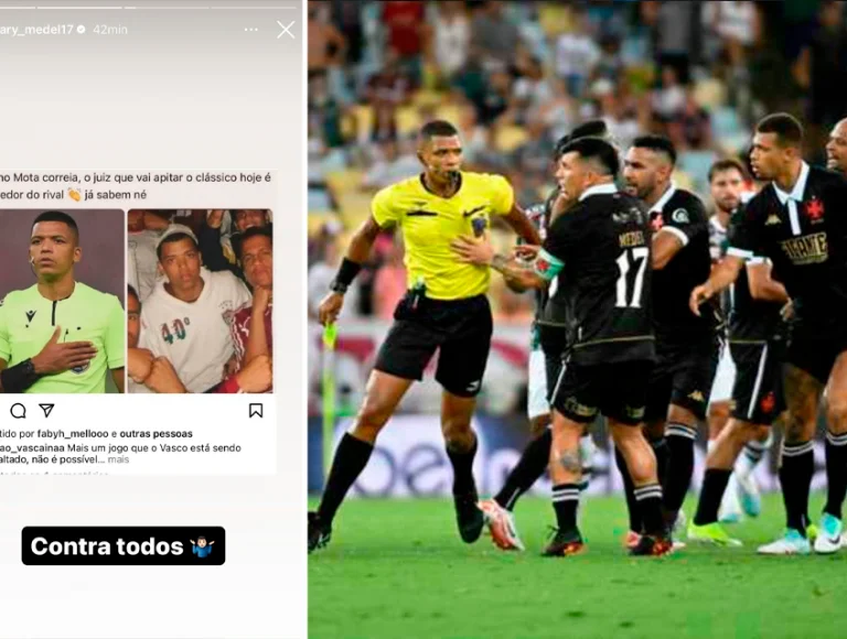 Após clássico polêmico, zagueiro do Vasco posta foto de árbitro com camisa de organizada do Flu