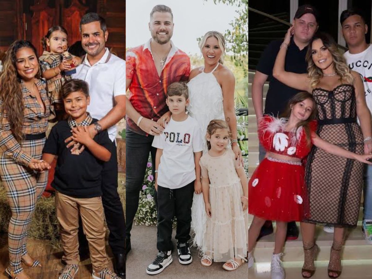 Simone Mendes, Natália Toscano e Deolane Bezerra com suas famílias