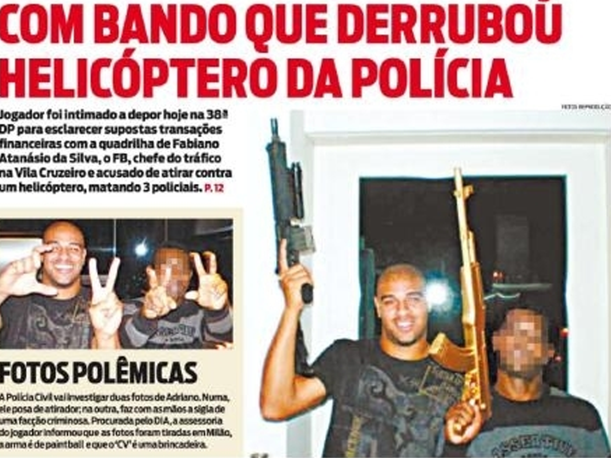 Fotos de Adriano e possível ligação com o tráfico abalou o Flamengo na época. Foto: Reprodução