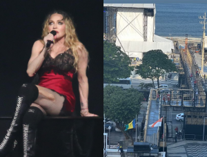 A pé? Que nada! Madonna vai atravessar passarela de hotel para palco de carrinho