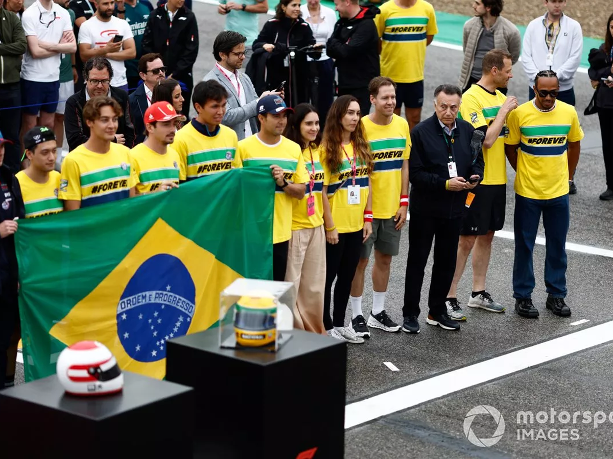 Pilotos juntos em homenagem a Senna. Foto: Reprodução