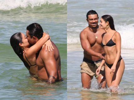 Sophie Charlotte e Xamã são vistos juntos em dia de folga na praia