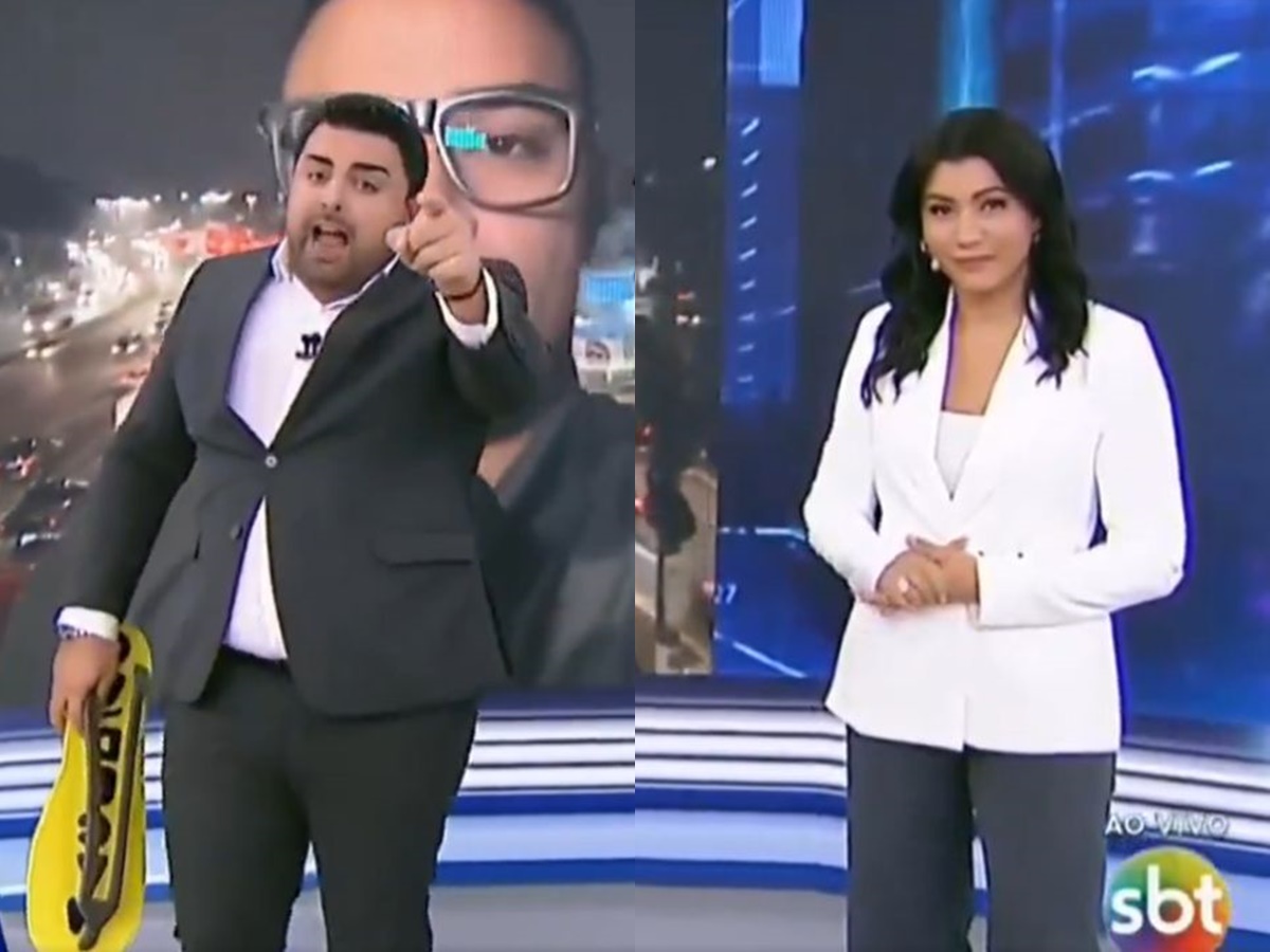 Macedão e Dani Brandi na apresentação do "Tá na Hora", do SBT / Reprodução