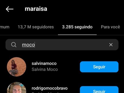 Maraisa seguindo Fernando Mocó - Reprodução/Instagram