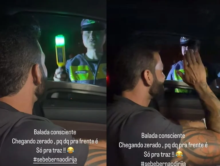 Balada consciente! Gusttavo Lima é parado por policial e mostra resultado do bafômetro