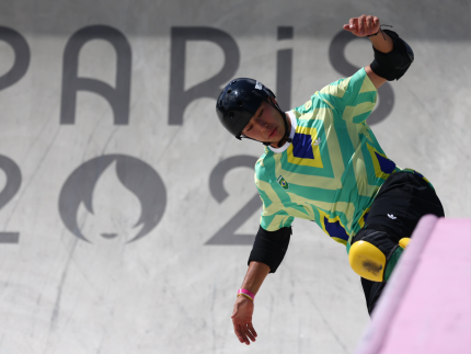 Augusto Akio, o "Japinha"levou a medalha de bronze para o Brasil no skate park (Luiza Moraes/COB)