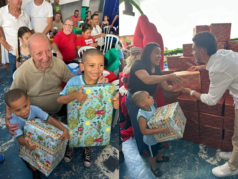 Beija-Flor entrega presentes de Natal a mais de cem crianças de sua comunidade