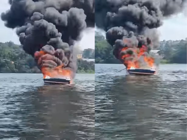 Explosão em lancha assusta família em represa de São Paulo; veja vídeo