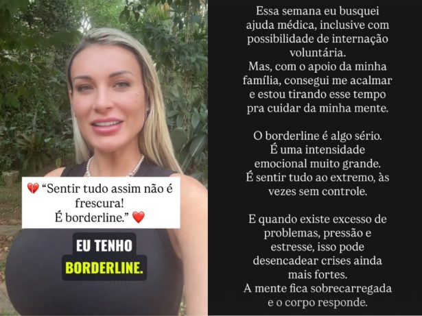 Andressa Urach relata crise emocional e faz alerta sobre saúde mental: “Sua vida importa”