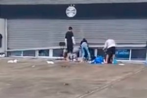 A loja oficial do Grêmio em sua Arena foi saqueada em meio as enchentes. Foto: Reprodução