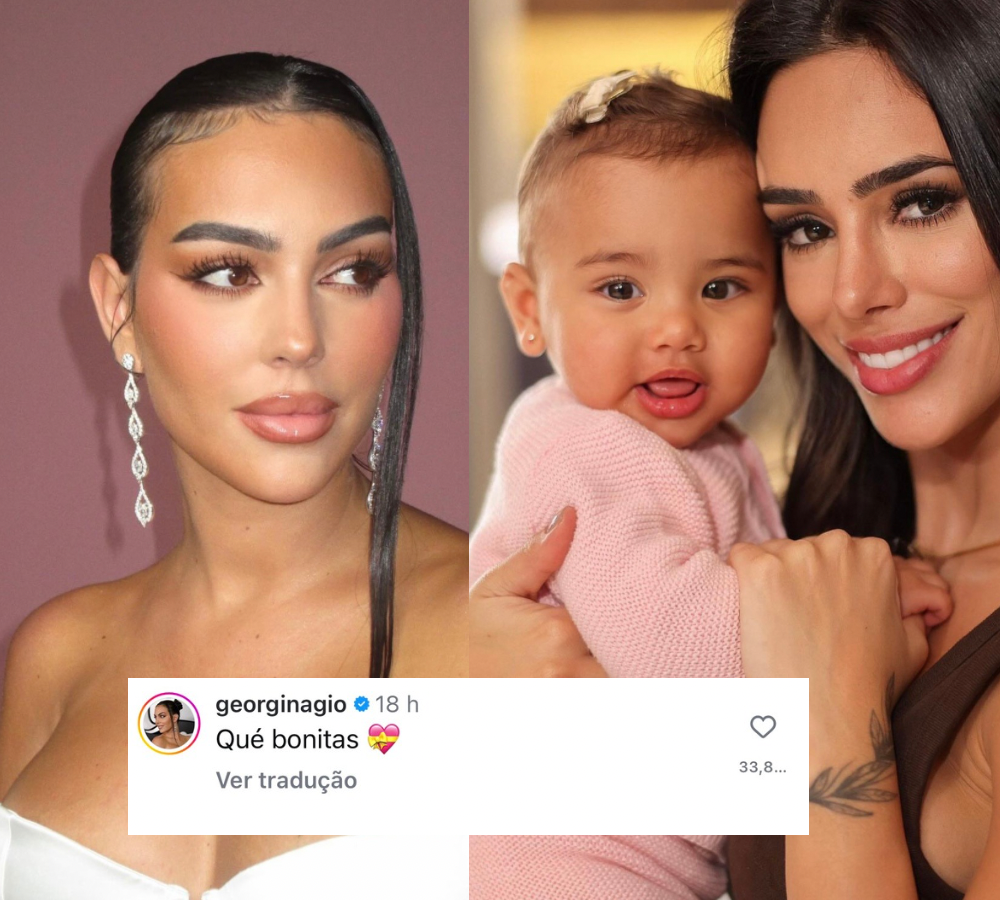 Georgina Rodriguez, que é casada com Cristiano Ronaldo, deixa um comentário carinhoso na publicação de Bruna: “Que bonitas”. Foto: Montagem, reprodução/ Instagram.