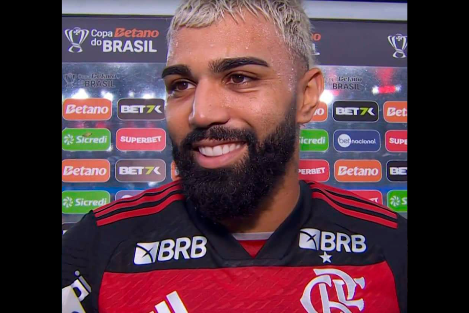 Gabigol em entrevista pós-jogo. Foto: Reprodução