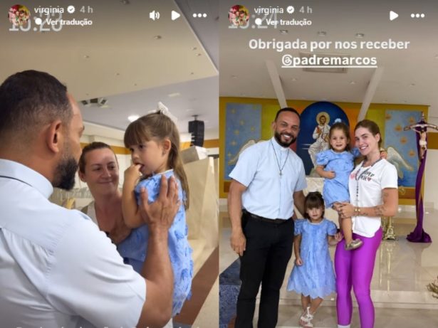 Em visita à igreja, Virginia Fonseca revela desejo de Maria Alice em ser coroinha