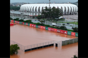 CT do Internacional alagou por conta de chuvas em Porto Alegre (RS). Foto: Reprodução