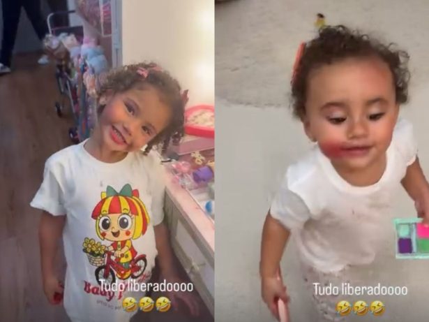 Neymar se diverte com filhas em dia de beleza e flagra “segredinho” entre irmãs; veja