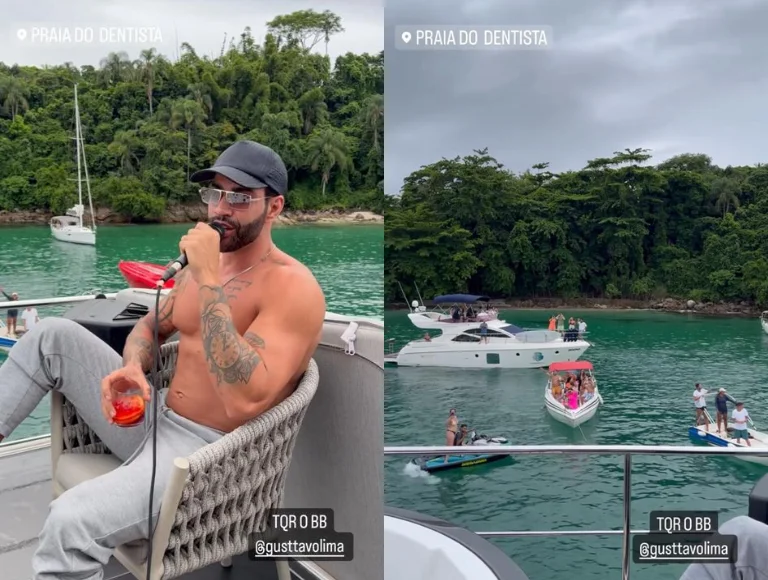 Cantoria de Gusttavo Lima em alto-mar vira show e atrai barcos vizinhos