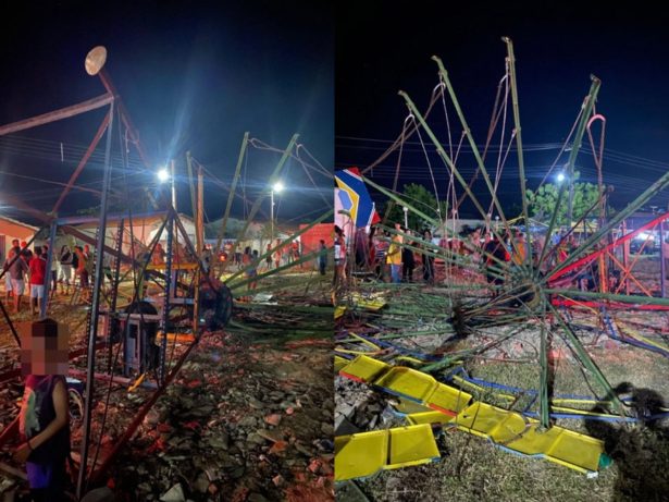 Brinquedo desaba em parque de diversões no Piauí e deixa crianças feridas