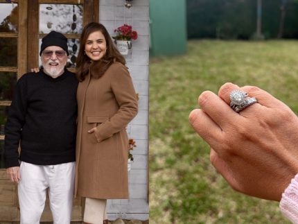 Romântico! Carlos Alberto de Nóbrega presenteia esposa com anel de diamantes