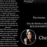 Cíntia Chagas rejeita rótulo bolsonarista e faz apelo na internet: “Chega”