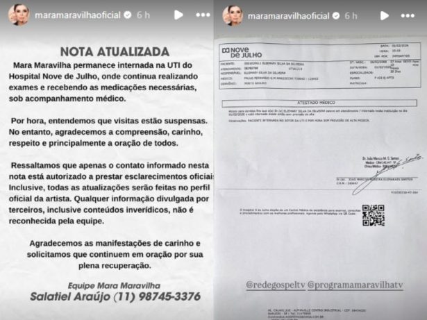 Mara Maravilha continua internada na UTI em São Paulo, sem previsão de alta