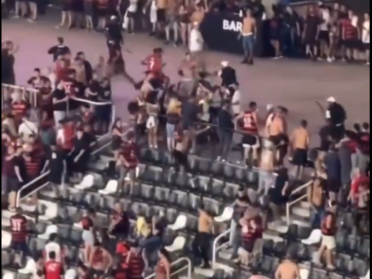 Torcedores do Flamengo brigaram entre si após derrota para o Botafogo no clássico (Reprodução)