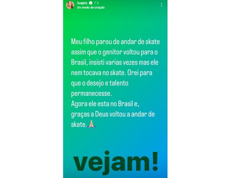 Publicação de Luana Piovani sobre o filho Dom 