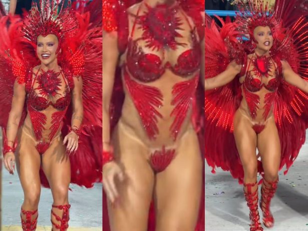 Tapa-sexo de Virginia descola no meio do desfile da Grande Rio