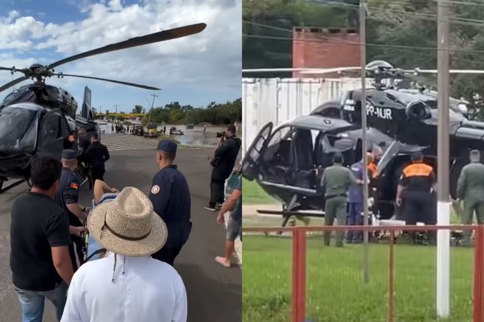 Helicóptero de Neymar é usado em resgate de mulher em estado grave no RS
