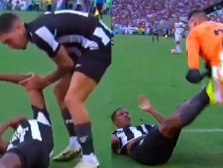 Duelo de “puxa-puxa” em campo entre jogadores de Fluminense e Botafogo viraliza