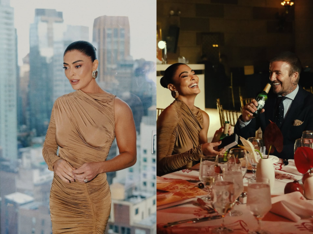 Juliana Paes posa com David Beckham em jantar de trabalho em Nova Iorque