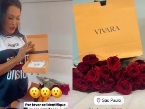 Gracyanne Barbosa ganha joias e buquês de admirador secreto