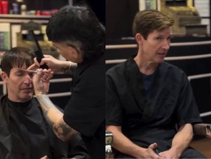 James Blunt corta o cabelo no centro de SP e faz rolê a pé pela cidade