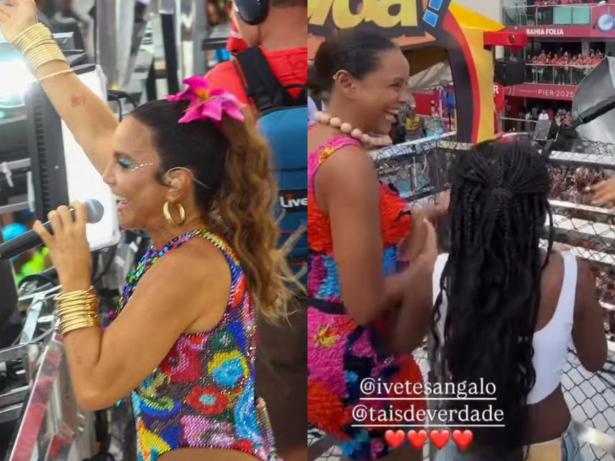 Filha de Taís Araújo curte trio de Ivete Sangalo ao lado da mãe na Bahia