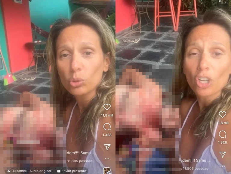 Em pânico, Luísa Mell publica vídeo com homem ensanguentado e pede ajuda