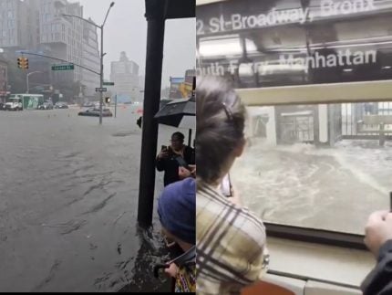 Enchentes em Nova Iorque inundam estações do metrô e ruas da cidade