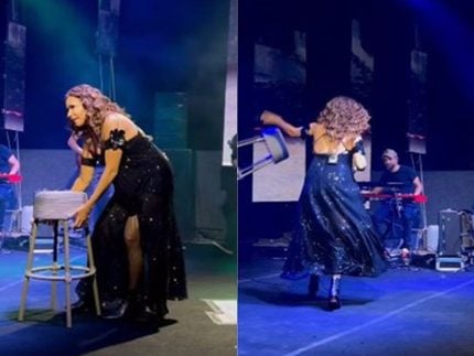 Precisava mesmo? Daniela Mercury assusta público ao arremessar cadeira durante evento