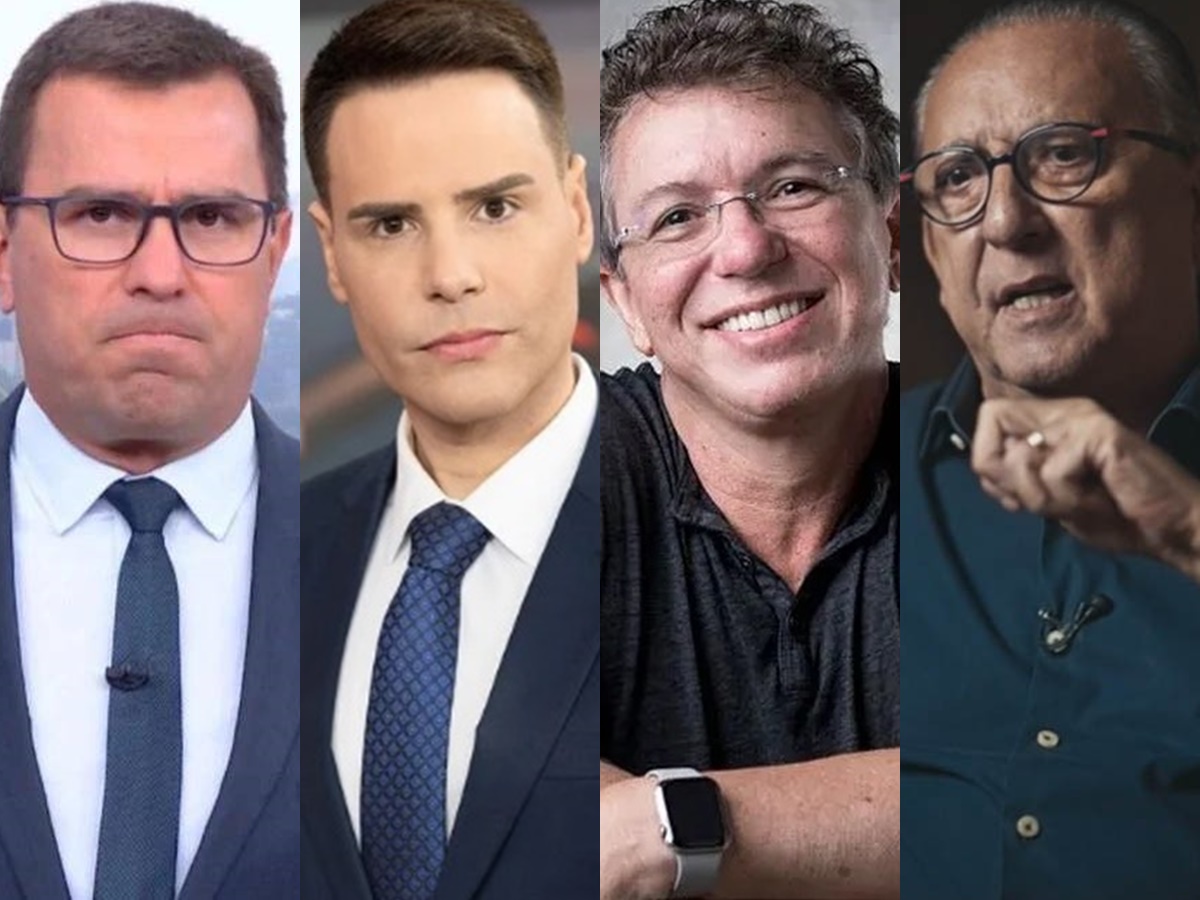 Rodrigo Bocardi, Luiz Bacci, Boninho e Galvão Bueno / Reprodução / Montagem portal LeoDias 