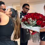 Tainá Militão ganha bolsa de luxo e buquê de Éder Militão um mês após dar à luz