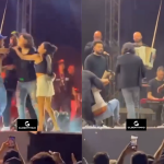 Confusão no palco! Roberta Miranda se irrita com invasão de rapaz em show no Ceará