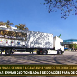 Comboio com 250 toneladas de doações sai do SBT rumo ao RS. Veja!