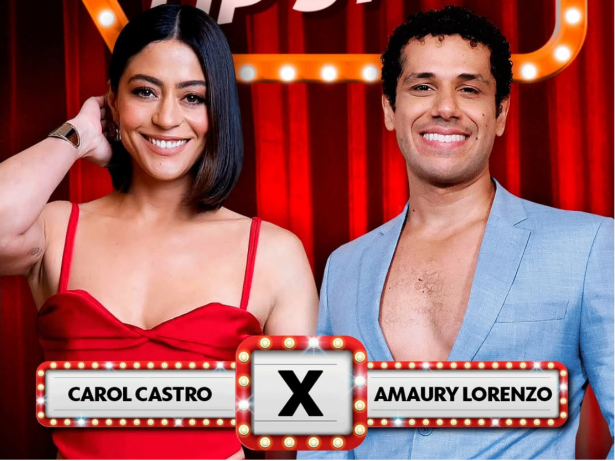 Carol Castro e Amaury Lorenzo se enfrentarão em duelo de lip sync no “Domingão”